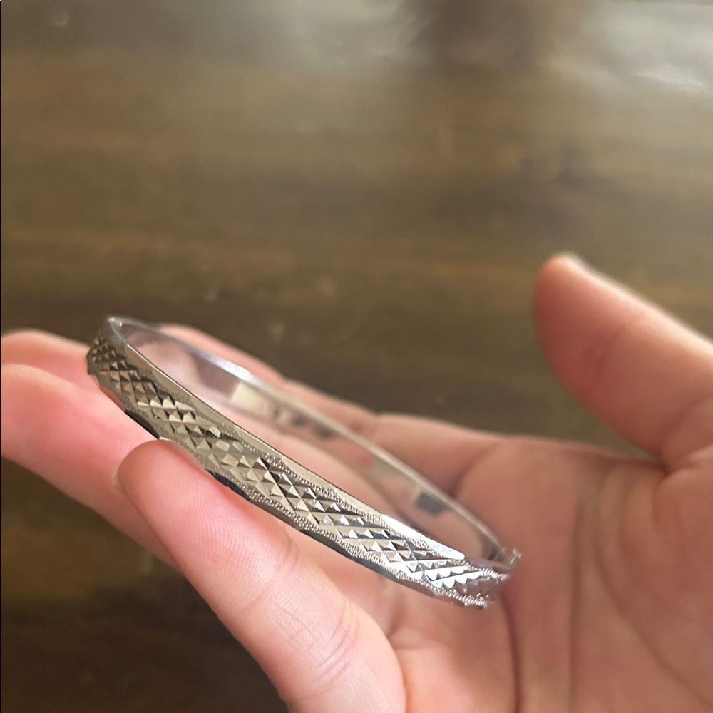Silver Textured Bangle Bracelet